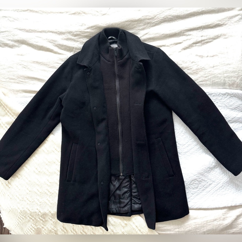 Men’s Small Kenneth Cole Wool-Blend Coat – Black